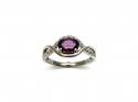 9ct White Gold Garnet & Diamond Ring