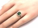 Silver Green Stone & Clear CZ Ring