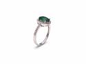 Silver Green Stone & Clear CZ Ring