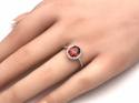 Silver Red Stone & Clear CZ Ring