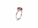 Silver Red Stone & Clear CZ Ring