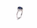 Silver Blue Stone & Clear CZ Ring