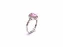 Silver Pink  Stone & Clear CZ Ring