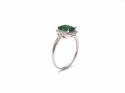 Silver Green Stone & Clear CZ Ring