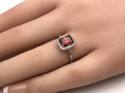 Silver Red Stone & Clear CZ Ring