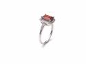 Silver Red Stone & Clear CZ Ring