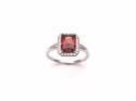 Silver Red Stone & Clear CZ Ring