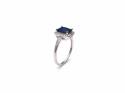 Silver Blue Stone & Clear CZ Ring