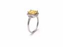 Silver Yellow Stone & Clear CZ Ring