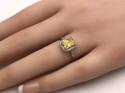 Silver Yellow Stone & Clear CZ Ring