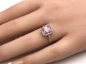 Silver Pink Stone & Clear CZ Ring