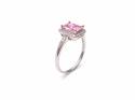 Silver Pink Stone & Clear CZ Ring