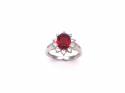 Silver Red & White CZ Cluster Ring