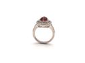 Silver Red CZ  Halo Cluster Ring