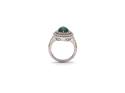 Silver Green CZ Halo Cluster Ring