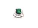 Silver Green CZ Cluster Ring