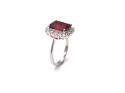 Silver Red CZ Cluster Ring