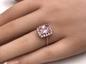 Silver Rose Gold Plated Pink CZ Cluster Ring