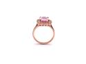 Silver Rose Gold Plated Pink CZ Cluster Ring