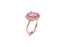 Silver Rose Gold Plated Pink CZ Cluster Ring