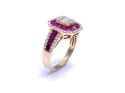 18ct Yellow Gold Ruby & Diamond Cluster Ring