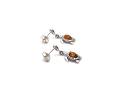 Silver and Amber Turtle Drop Earrings