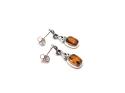 Silver and Amber Celtic Style Drop Earrings