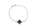 Silver Black Clover Bracelet