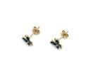 9ct Yellow Gold Blue CZ Butterfly Stud Earrings