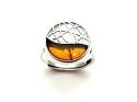 Silver Amber Adjustable Ring