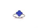 Silver Blue Clover Ring