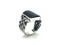 Silver Stone Set Rope Effect Signet Ring