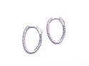 Silver Oval CZ Set Hoop Earrings