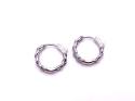 Silver Curb Link CZ Set Hoop Earrings