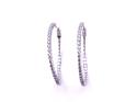 Silver CZ Set Round Hoop Earrings