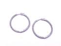 Silver CZ Set Round Hoop Earrings