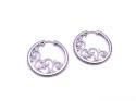 Silver CZ Set Filagree Hoop Earrings