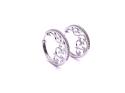 Silver CZ Set Filagree Hoop Earrings