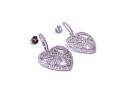 Silver CZ Set Heart Drop Earrings