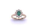 9ct Yellow Gold Emerald & Diamond Cluster Ring