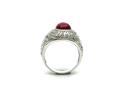 Silver Red Stone College Ring