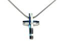 Stainless Steel & Blue IP Plating Cross & Chain