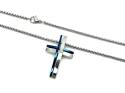 Stainless Steel & Blue IP Plating Cross & Chain