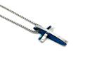 Stainless Steel & Blue IP Plating Cross & Chain