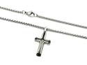 Stainless Steel Black IP Plating Cross & Chain