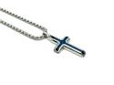 Stainless Steel & Blue IP Plating Cross & Chain