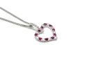 Silver Ruby & CZ Open Heart Pendant & Chain