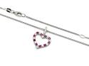 Silver Ruby & CZ Open Heart Pendant & Chain