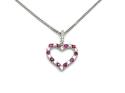 Silver Ruby & CZ Open Heart Pendant & Chain