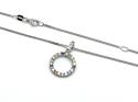 Silver Multistone & CZ Circle Pendant & Chain